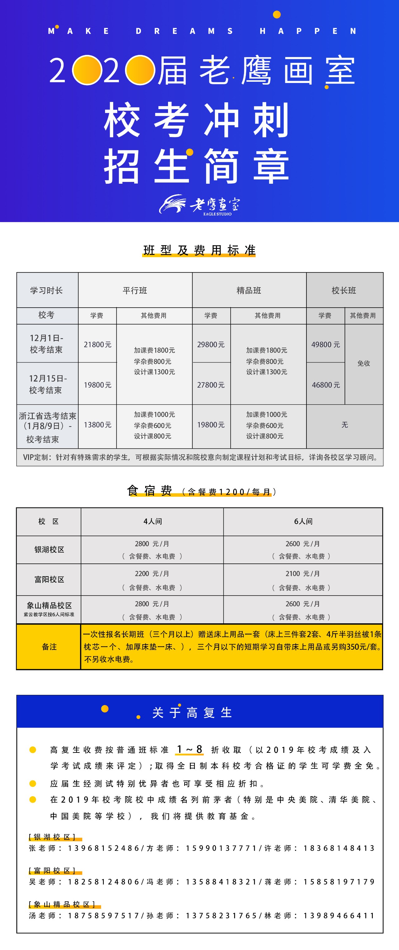 老鹰画室2020届12月后校考冲刺招生简章